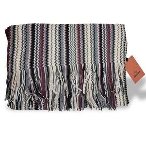 Missoni Zigzag Knit Fringe Scarf 45×200 cm | Cozy Statement Style